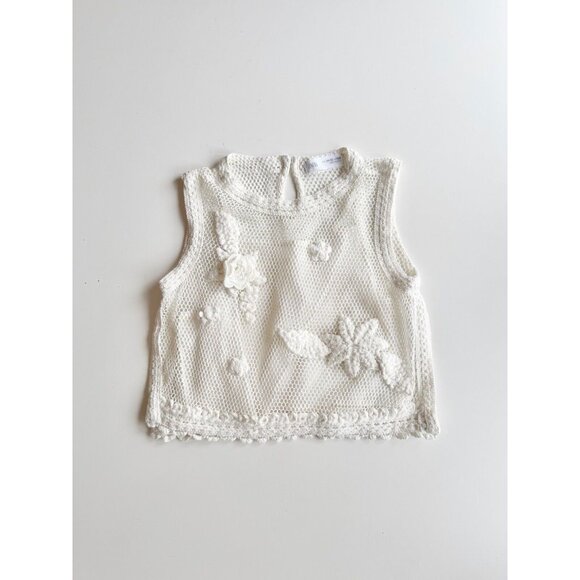 Zara Other - Girl's ZARA White Cotton Crochet Floral Knit Tank Top, Size 11-12